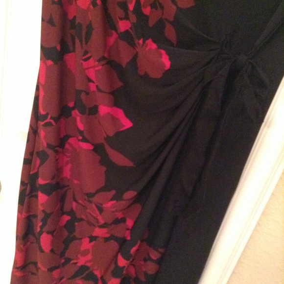 ❤️Pea in Pod Black Red Floral Dress Maternity L - Picture 3 of 3